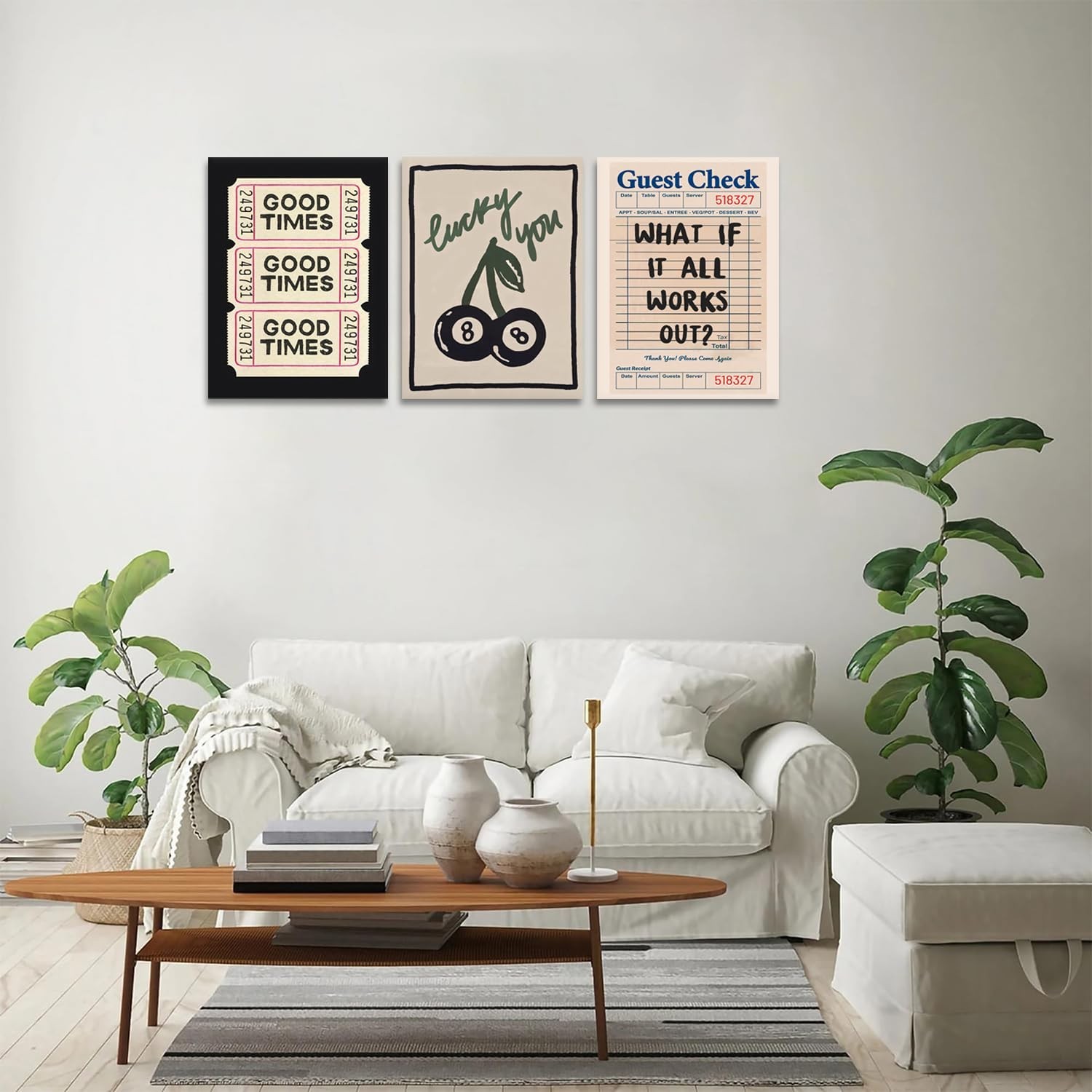Dytila Framed What If It All Works Out Quote Wall Art Set of 3, Retro Good Ti…