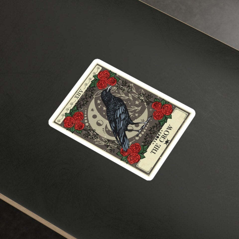 Crow Tarot Card Sticker 3" x 4"