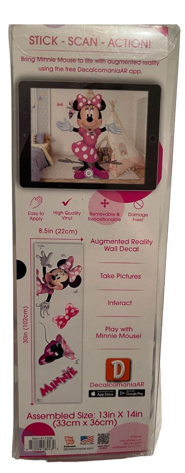 Disney Jr Minnie Mouse Wall Decal 13in X 14in w/Augmented Reality. *FREE SHIP*