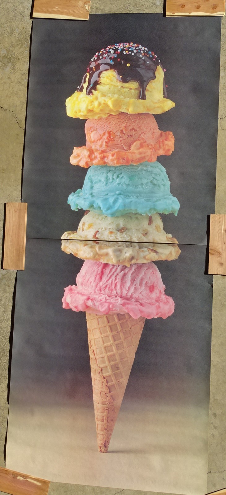 Food Challenge GIANT 5 Scoop Ice Cream Photo Door Wall Mural Poster 82.5” X 34”