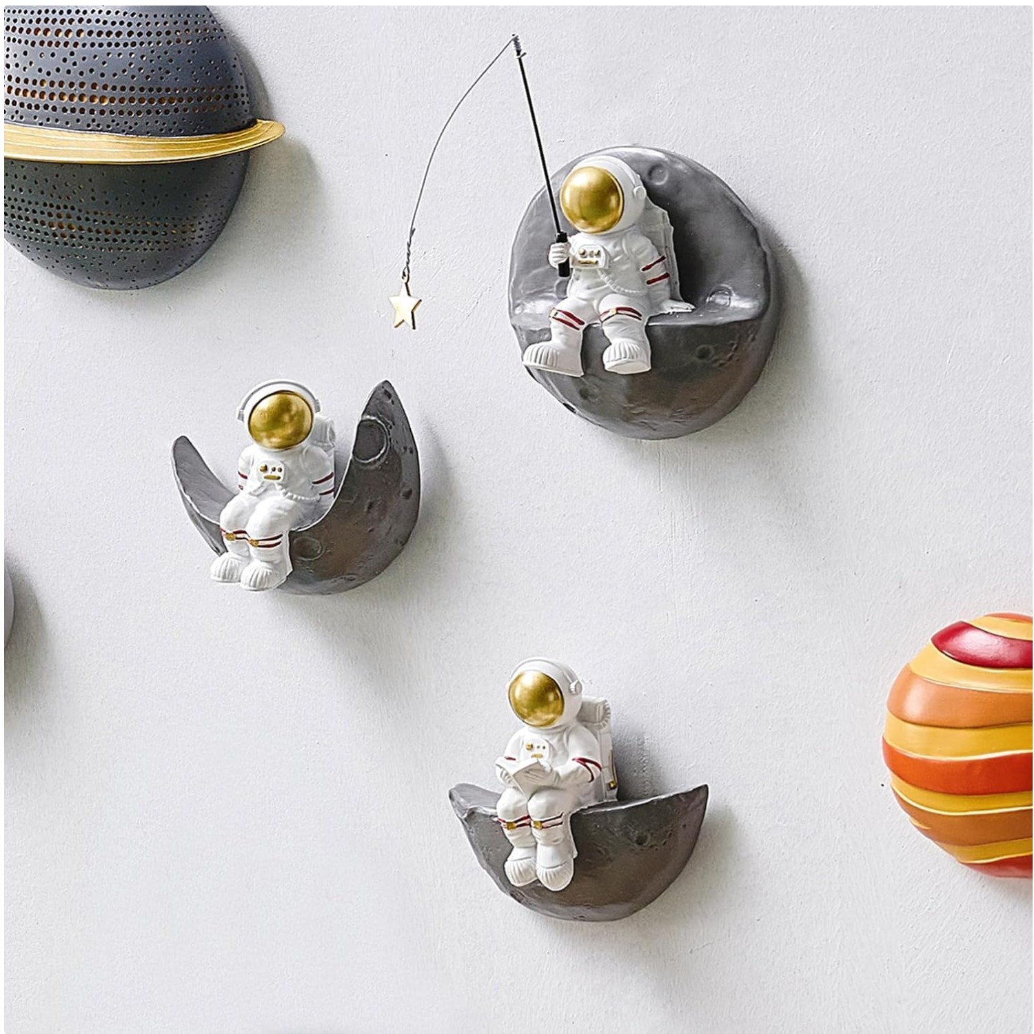 3Pcs Astronaut Wall Art Set – Boys Girls Bedroom Decor