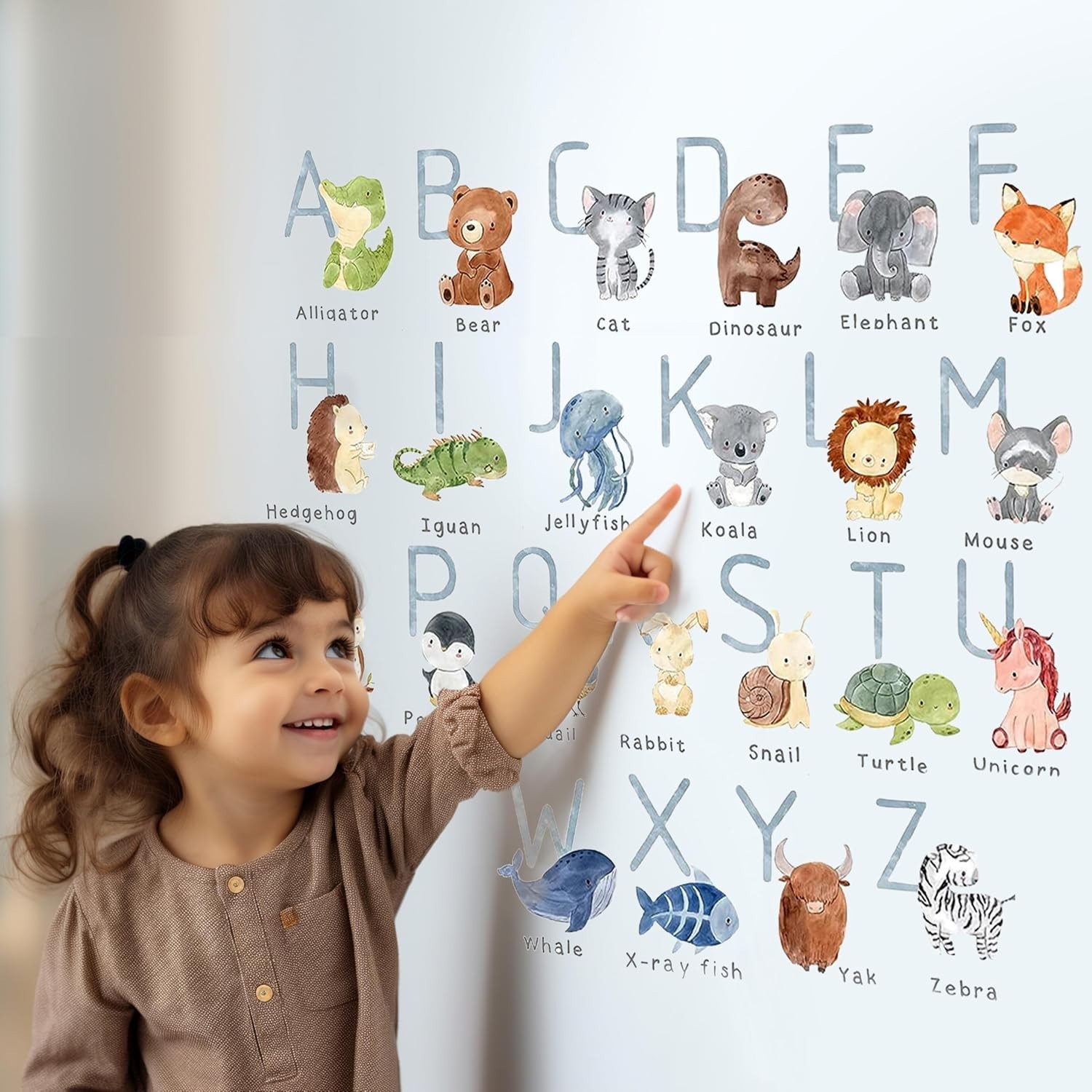 Alphabet Wall Decals for Kids Nursery Playroom Classroom Animal Letters