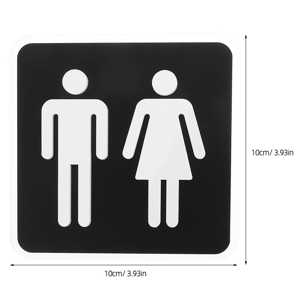 Unisex Restroom Sign: 3.94 X 3.94 Inches Black Acrylic Sign with Strong