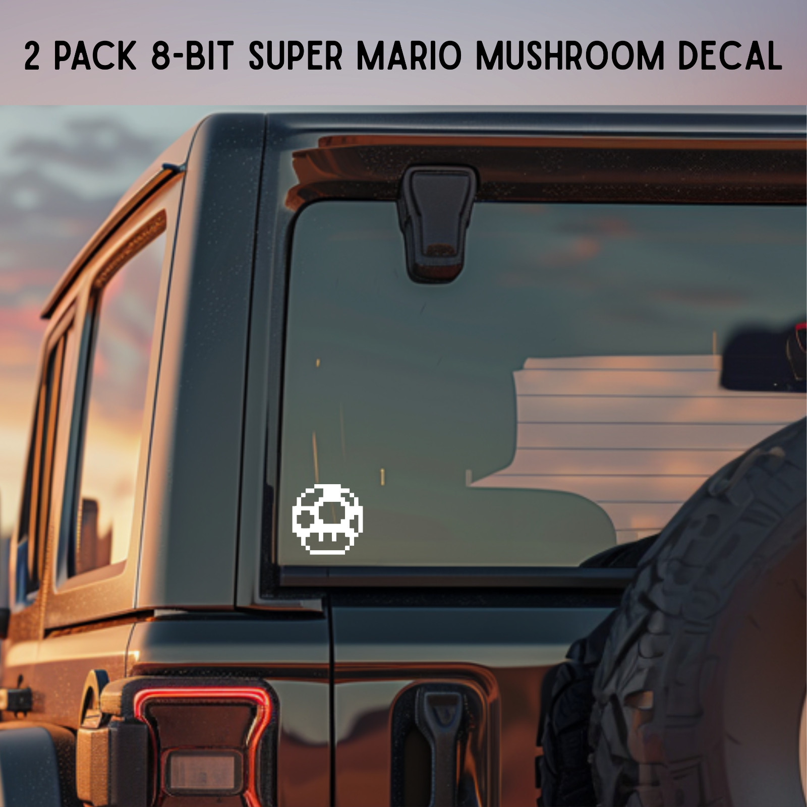 8-Bit Super Mario Bros Mushroom 1 up White 2 PACK ~ Pixel ~ Retro~ Vinyl Decals