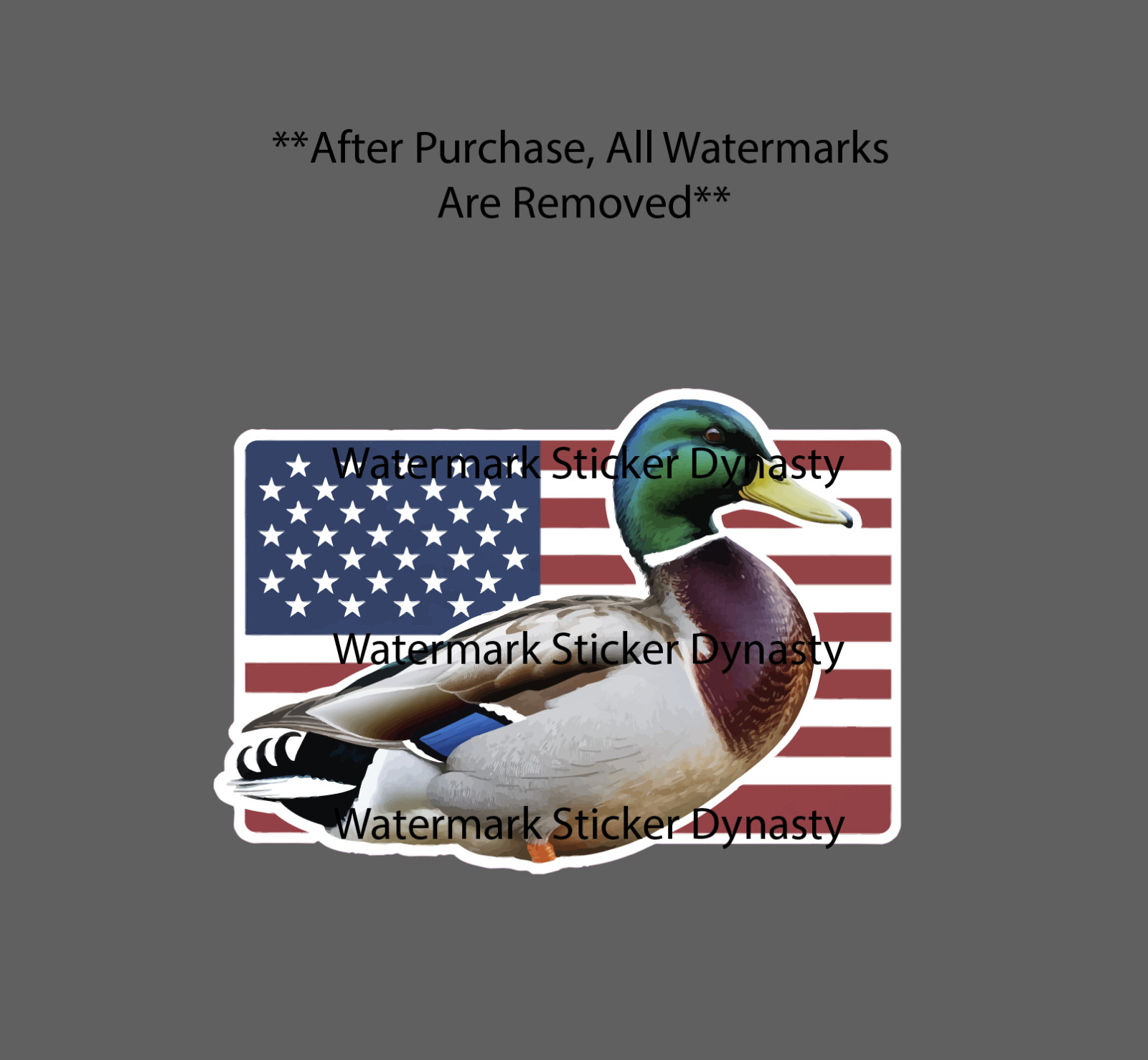 Mallard Duck Sticker Waterproof Decal Animal USA Flag Patriotic Hunting Gift NEW
