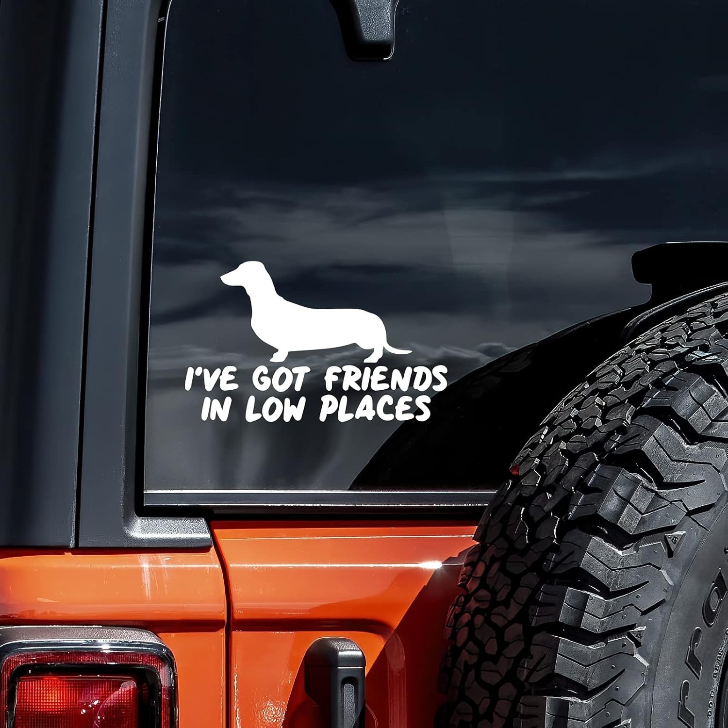 Friends in Low Places Dachshund Vinyl Decal – Waterproof Rustic Style | 5.5"x3"