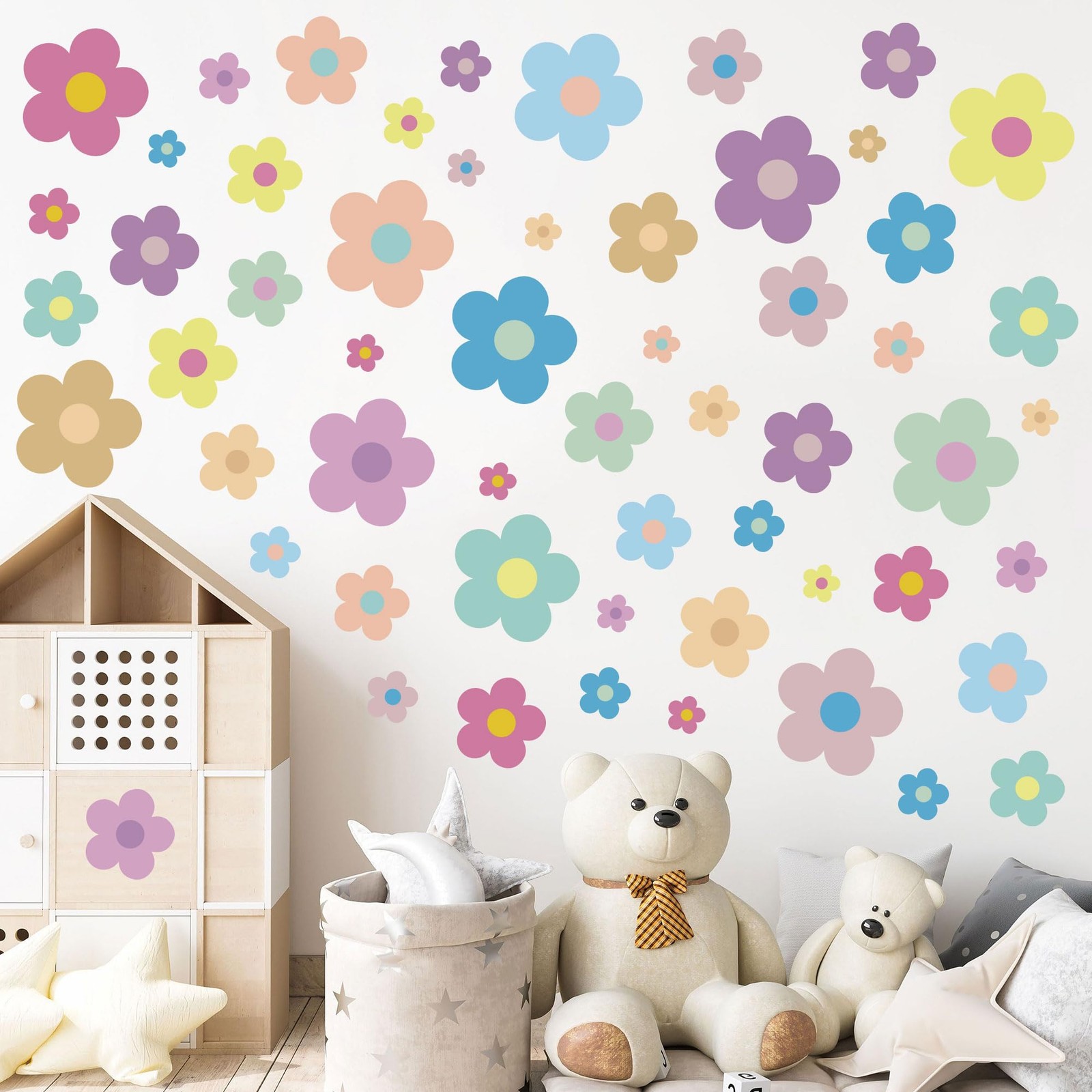 12 Sheets Flower Wall Decals Cute Colorful Vinyl Stickers for Girls Kids Room De