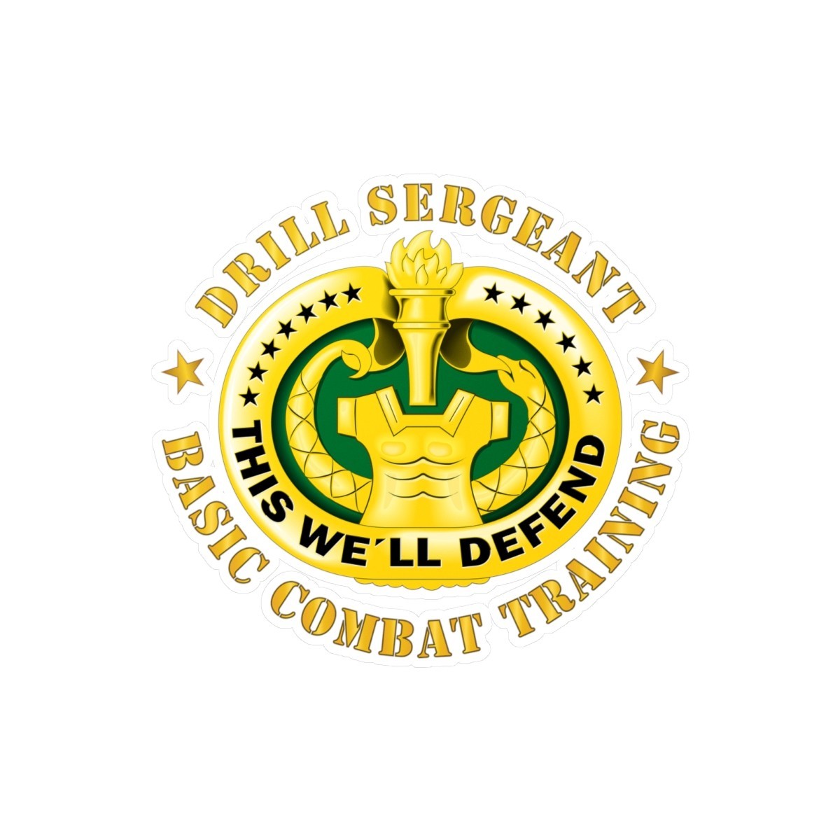 Kiss-Cut Vinyl Decals – Army – Drill Sgt Badge – Basic Combat Training