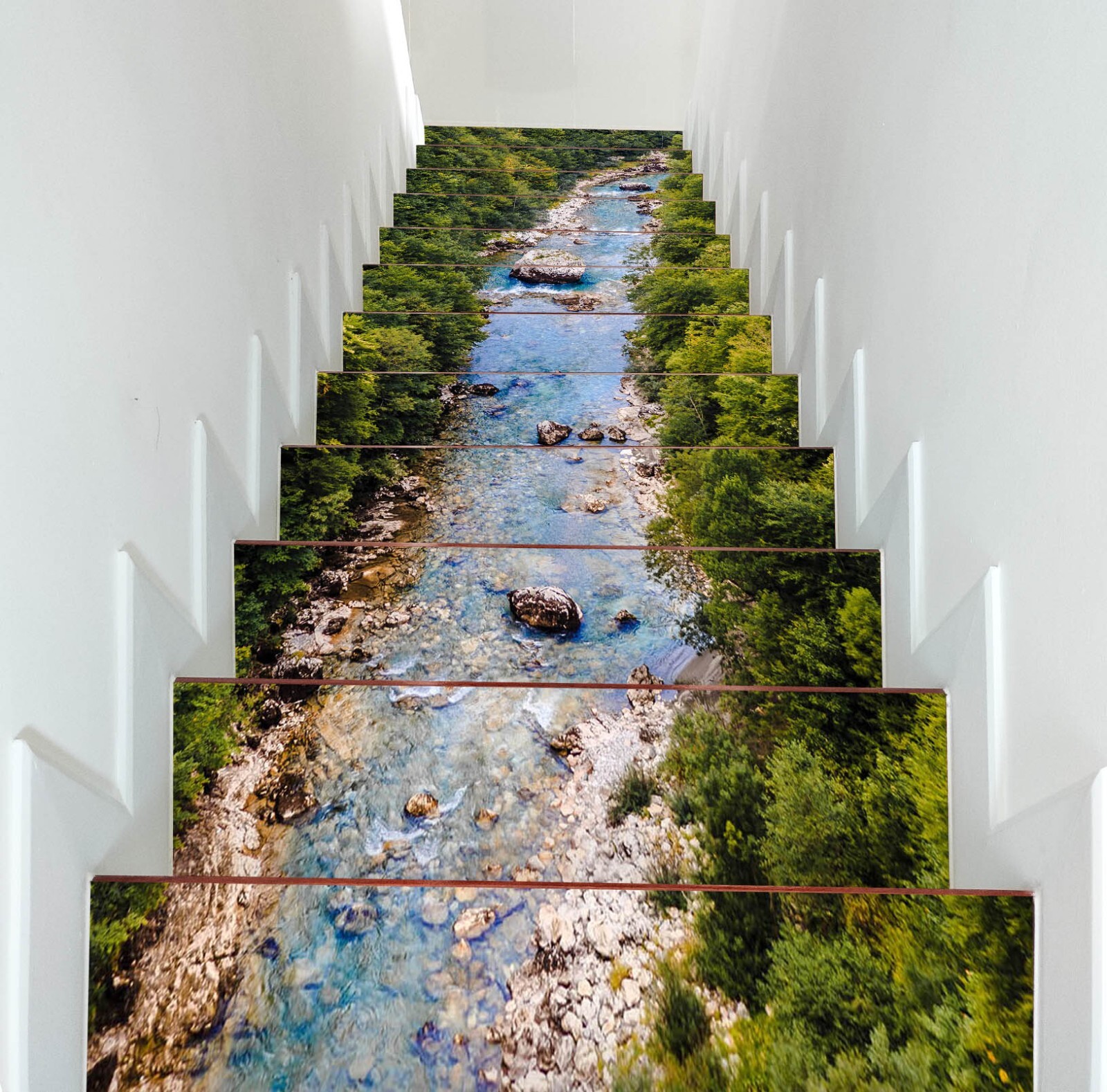 3D Shallow Creek W127 Stairs Risers Decoration Photo Mural Vinyl Wallpaper Vera