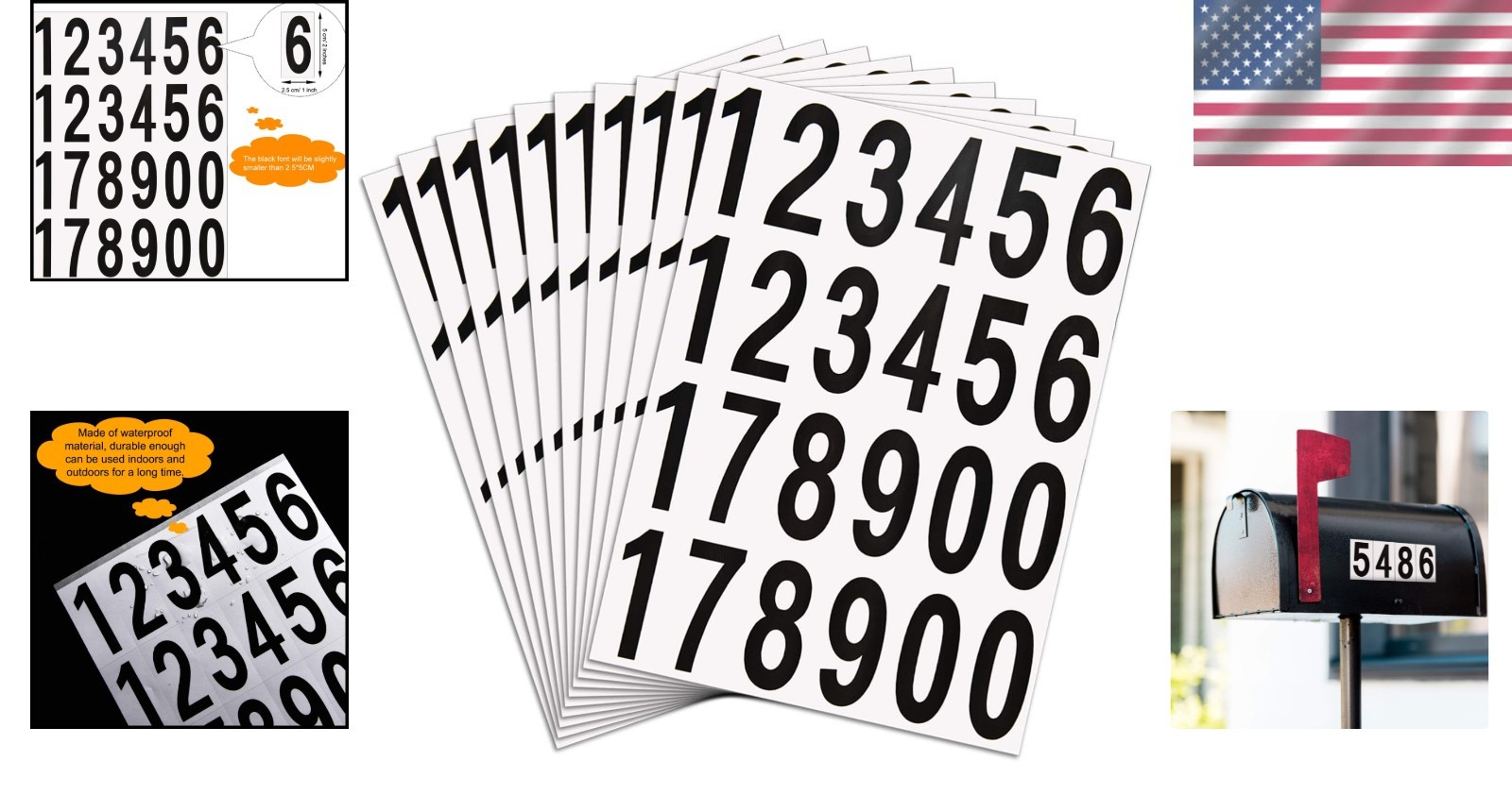 Versatile 240PCS Number Stickers – Self-Adhesive Vinyl for Signage & Address