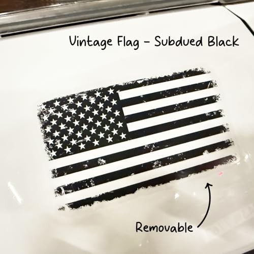 GRITKULTURE Classic American Flag Removable Decal Graphic Vintage Subdued Black