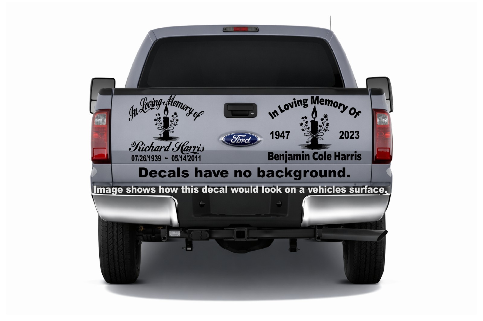 In Loving Memory Candle Eternal Flame Memorial Car Sticker Decal 3 Font Choices