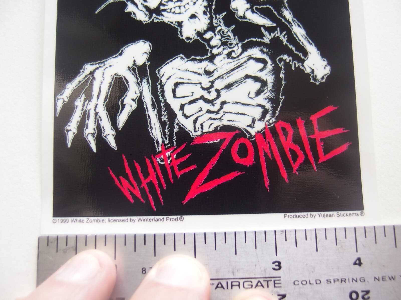 💀 Vintage White Zombie Devil Skeleton Sticker 1999 4.25" x 4.875" Rob Zombie