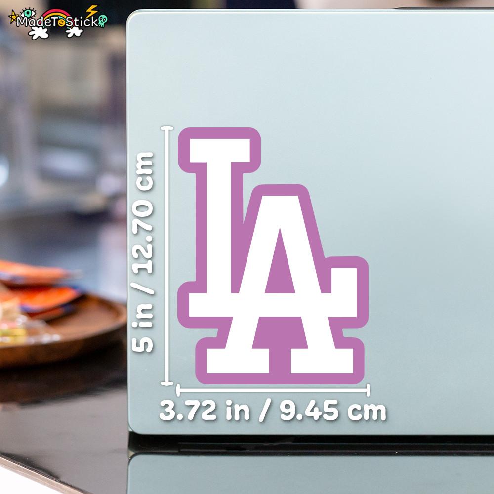 LA Dodgers Sticker Pink and White Car Window, Laptop and Bottle 3.72 W x 5 H in