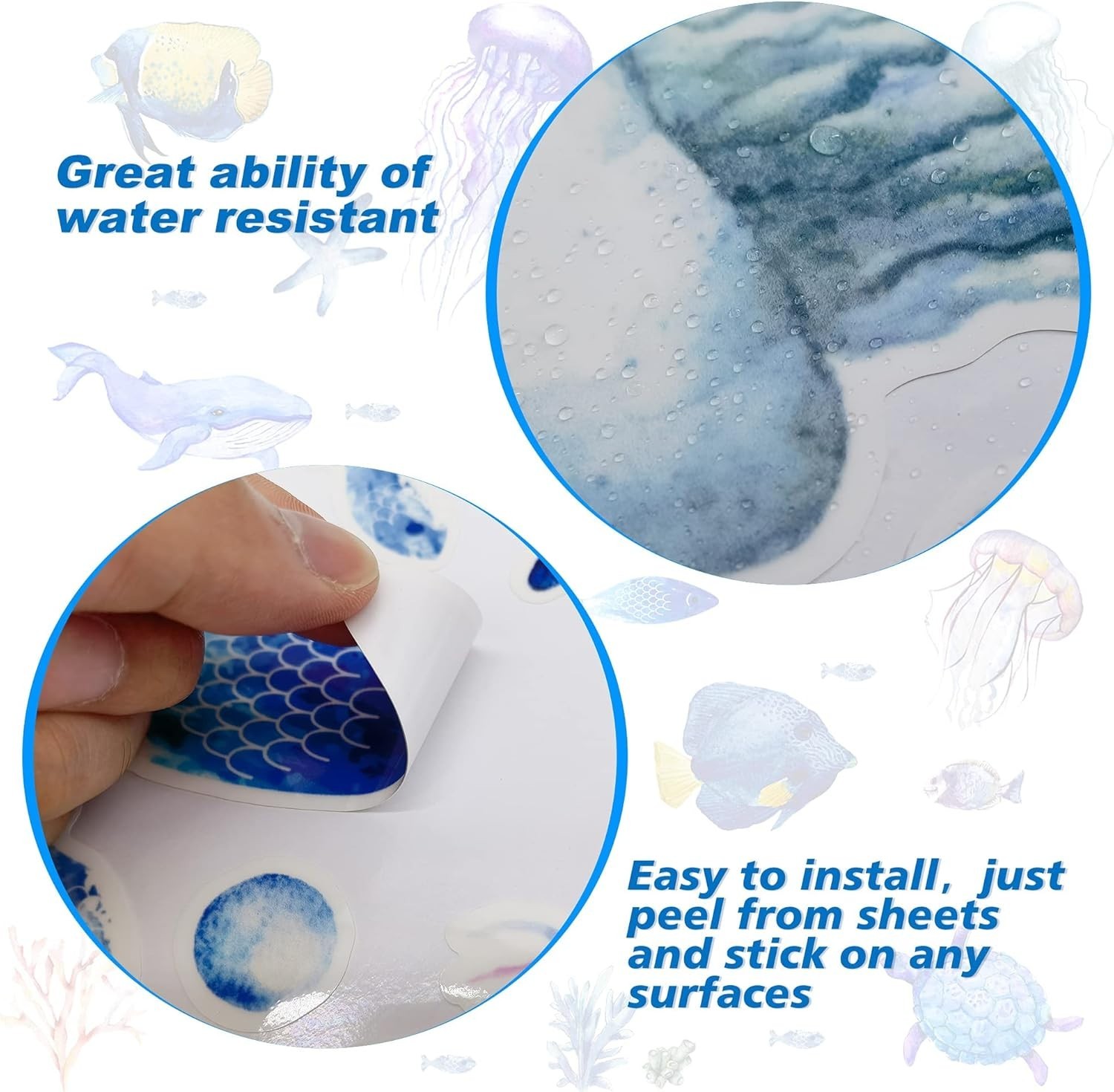 Removable Waterproof Ocean Creatures Decals