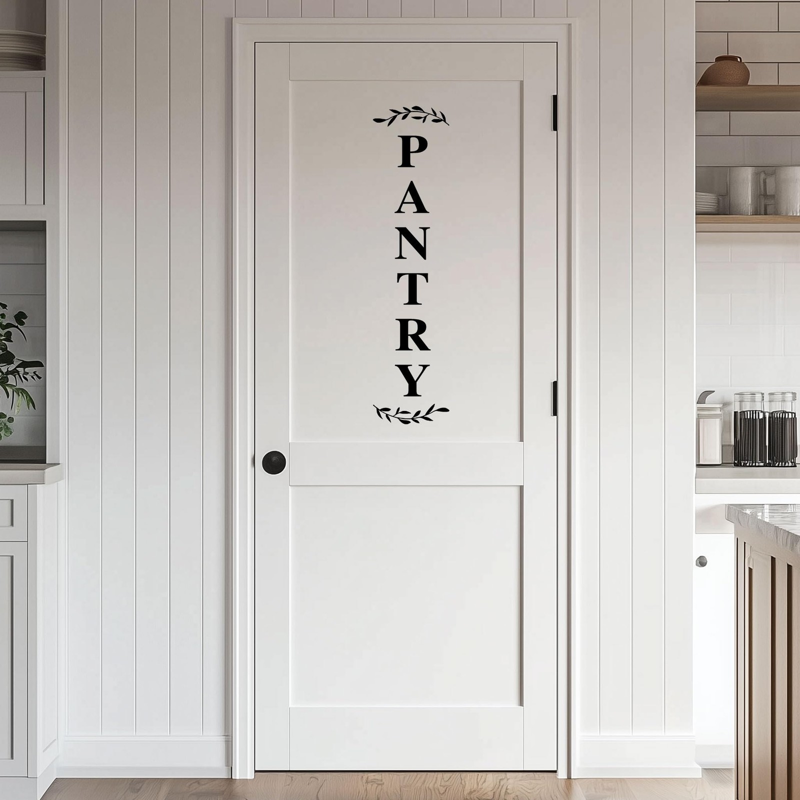 Pantry Door Decal – Black Vinyl Kitchen Sticker – 27.5 x 6.6 in,