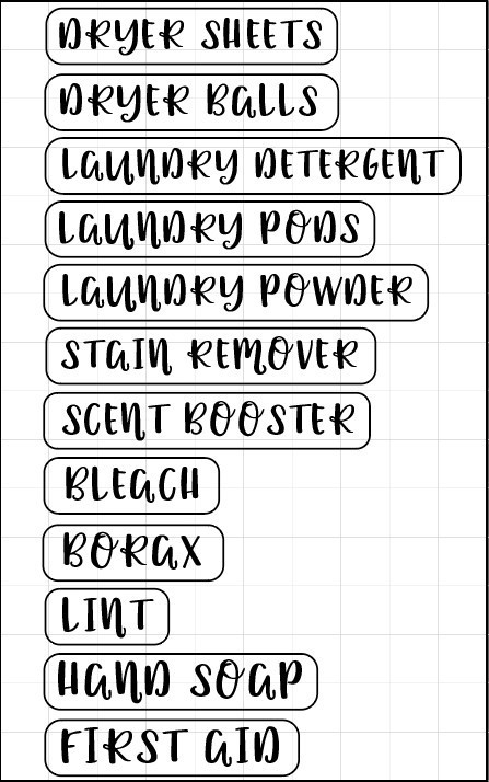 5" x 8" Sticker Sheet Laundry Organization Labels Orajet Vinyl Black Font