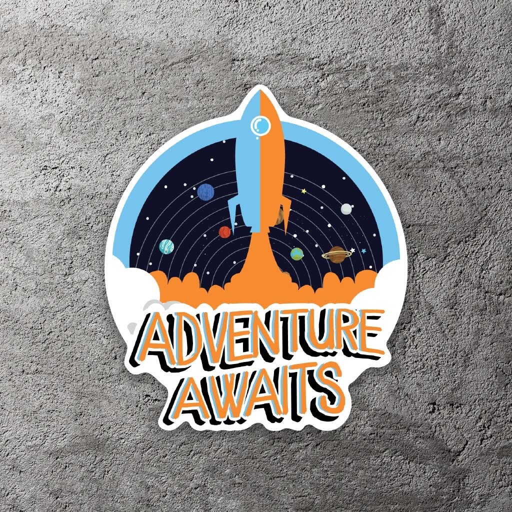 Adventure Awaits Vinyl Sticker 3.5" Wide – Includes Two Stickers
