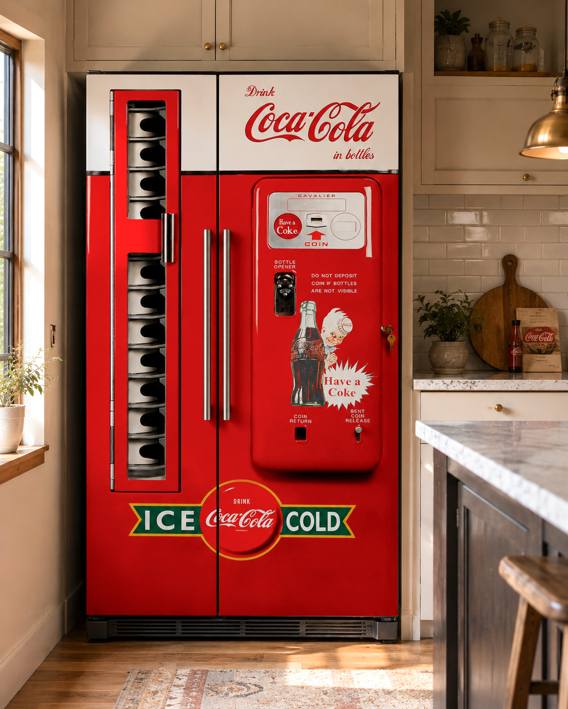 Retro Coca-Cola Vending Machine Refrigerator Wrap Decal for Side-by-Side Fridges