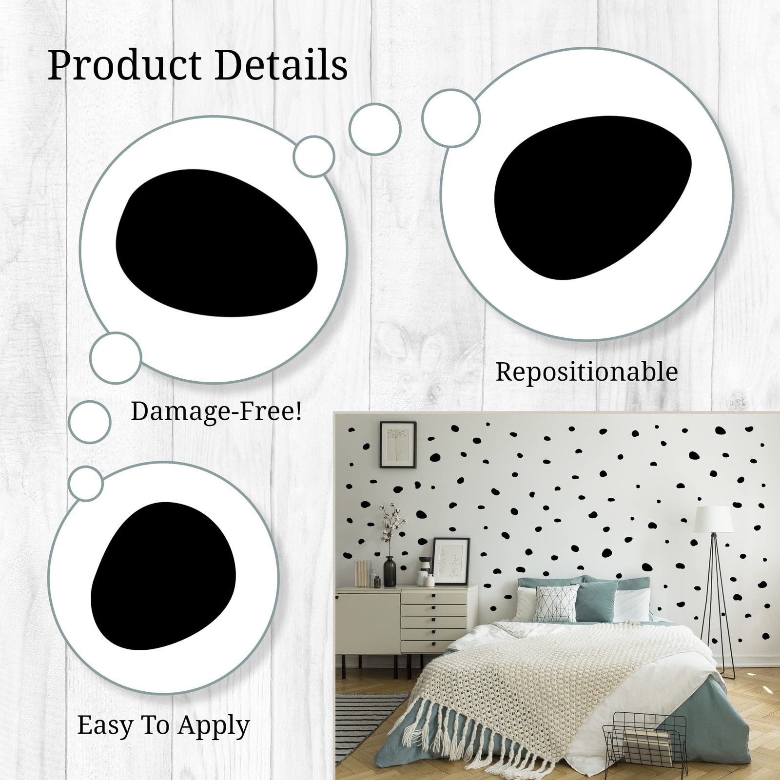 WALL PALZ Black Dots Wall Decals 216 Count