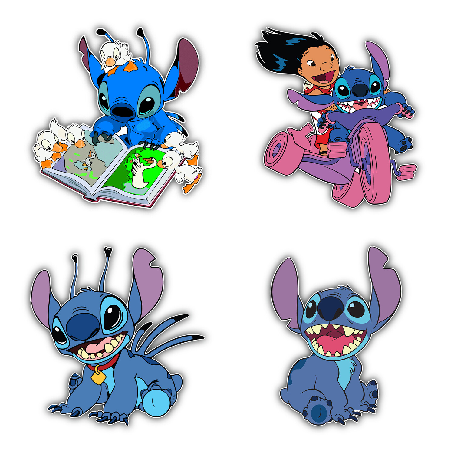 Lilo & Stitch Cartoon Set Of 4 Vinyl Sticker Decal – 5" longer side ID:9