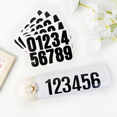 10 Sheets 1.5 Inch Number Stickers 0-9, Self-Adhesive Vinyl Numbers, Black
