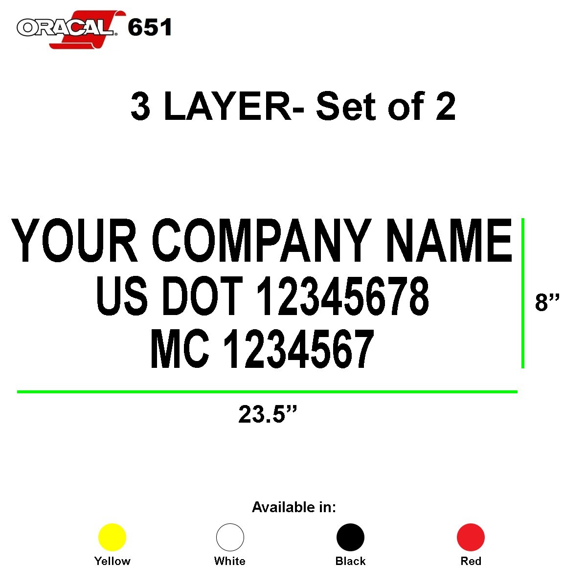 Set of 2 Custom US DOT USDOT mc Decal Logo Semi Truck Number Lettering Sticker