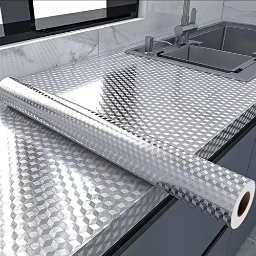 Waterproof & Oil-Resistant Aluminum Foil Peel & 15.7"W x 394"L Silver Chequer