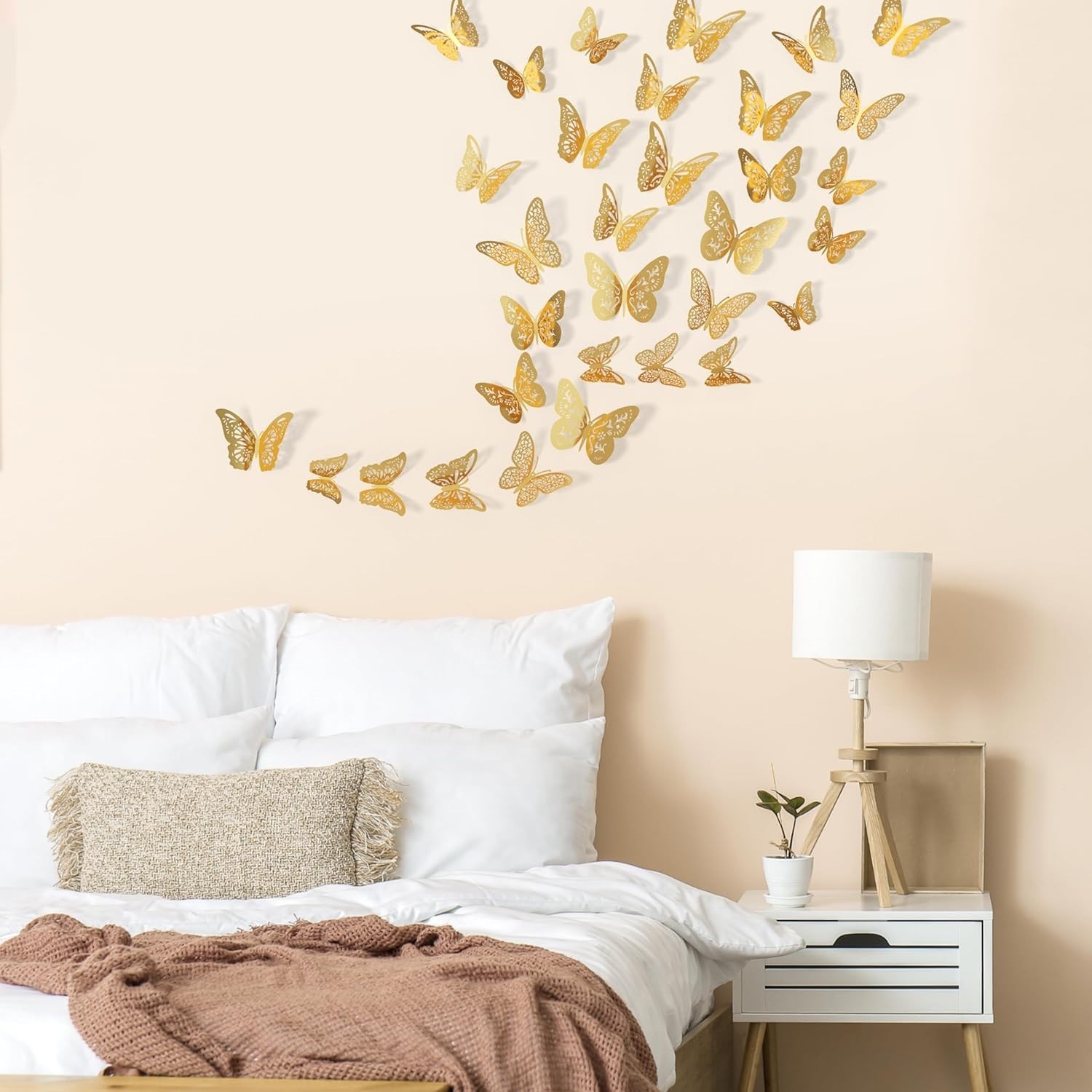 48 Pcs Gold 3D Butterfly Decorations, 4 Styles 3 Sizes, Butterfly Wall Decor,…