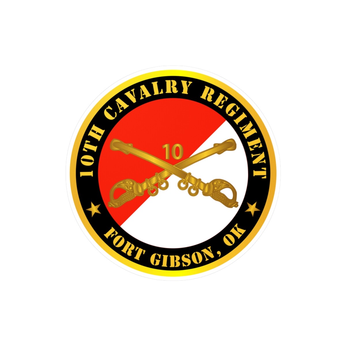 Kiss-Cut Vinyl Decals – Army – 10th Cavalry Regiment – Fort Gibson, OK w Cav Bra