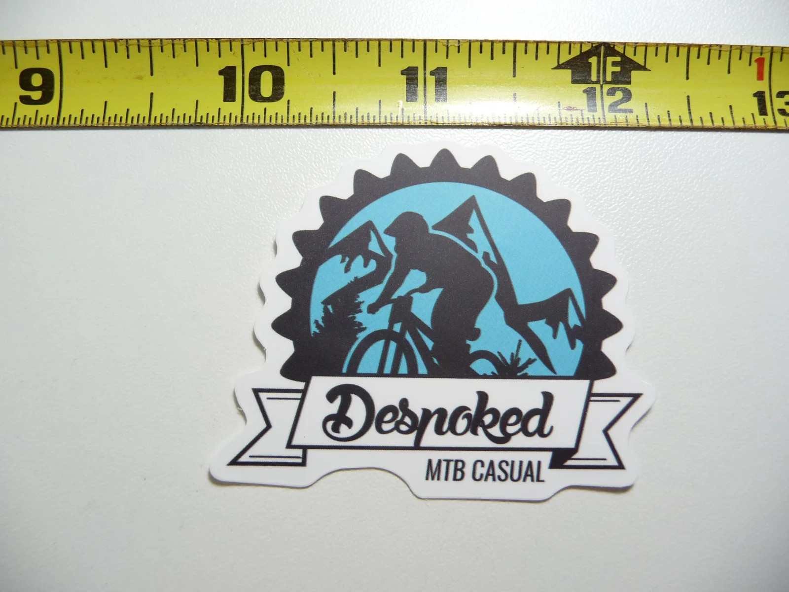 MTB MOUNTAIN BIKE DESPOKED SMALL STICKER DECAL RIDE RIDER FUNNY