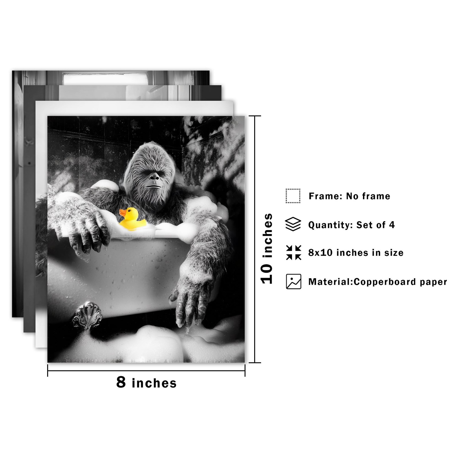 DEQSX Funny Bigfoot Bathroom Decor Wall Art Prints Set of 4, Farmhouse Animal…