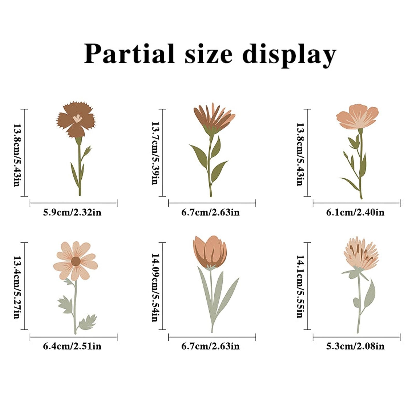 Flower Home Wall Decor Living Room 12 Sheets / 72 pcs Wall Decals Peel and St…