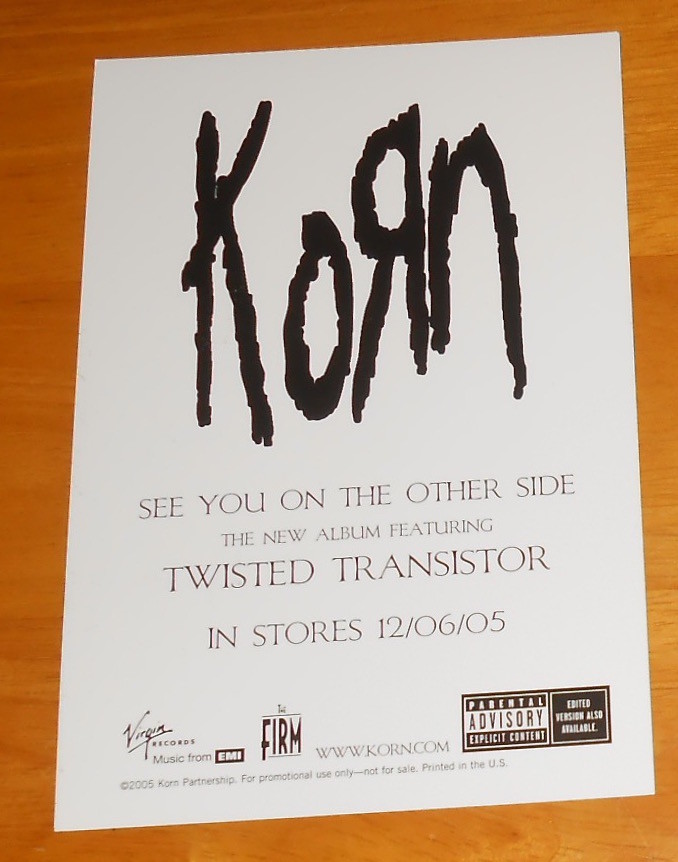 Korn See You on the Other Side Card Handbill Flyer Original Promo 6×4