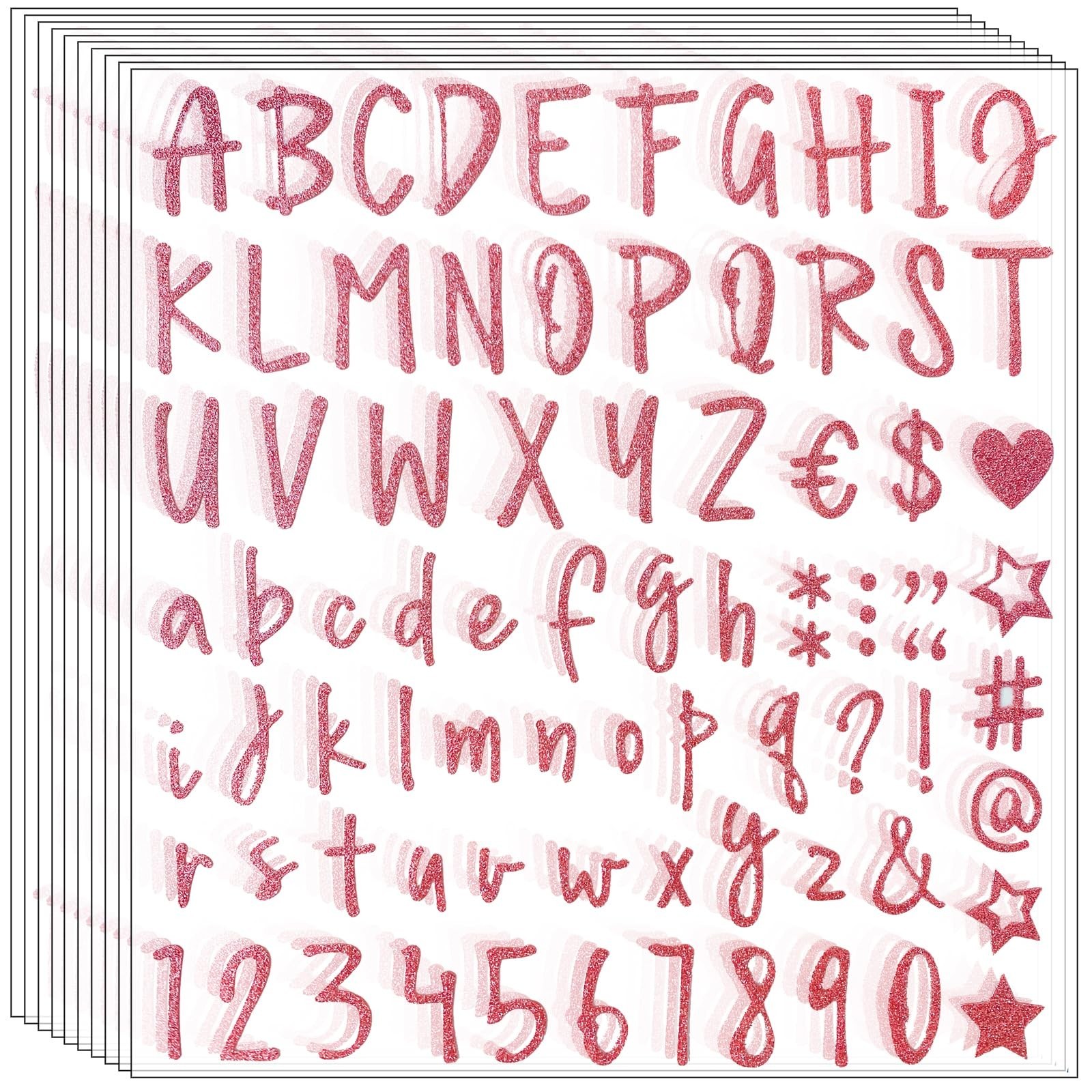 Glitter Letter Stickers – 10 Sheets, 810 Pieces Self-Adhesive Alphabet & Numb…