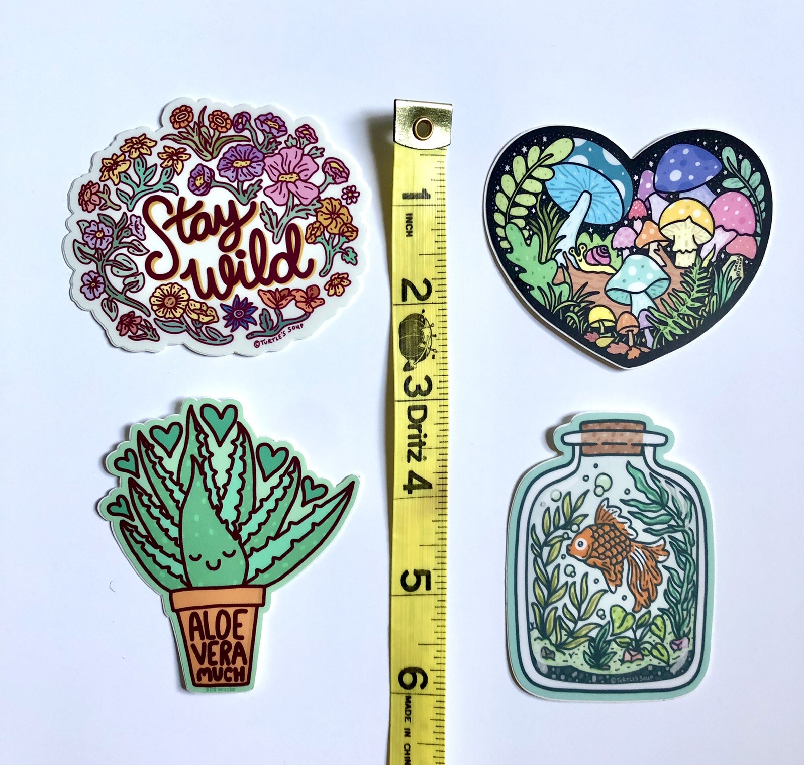 NEW! Turtle’s Soup SET OF 4 VINYL STICKERS / DECALS — 3×3” Lovely Nature Themed