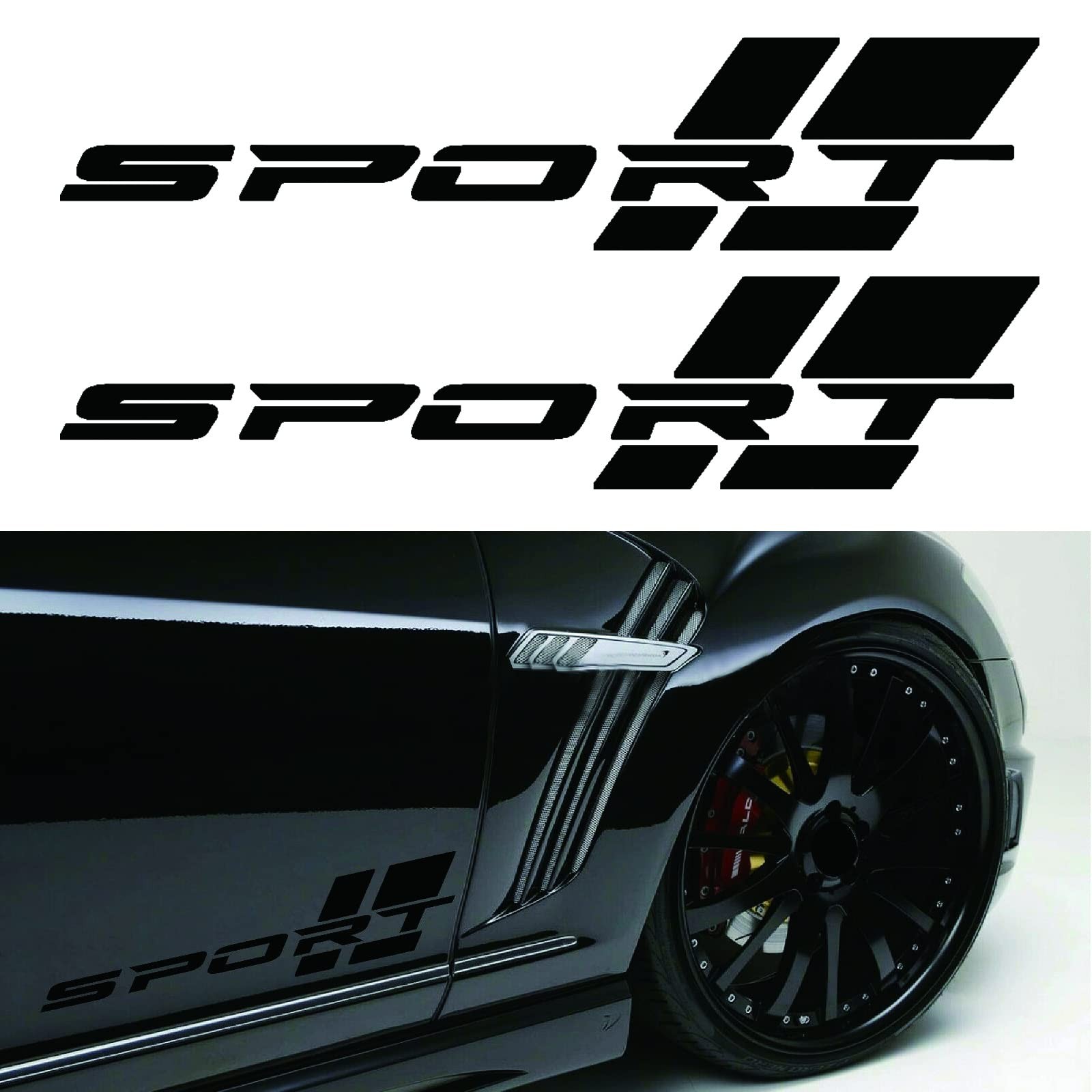 2 Pcs 16 Inch Matte Black Sport Letter Logo Vinyl Decal Sticker Fit for All C…