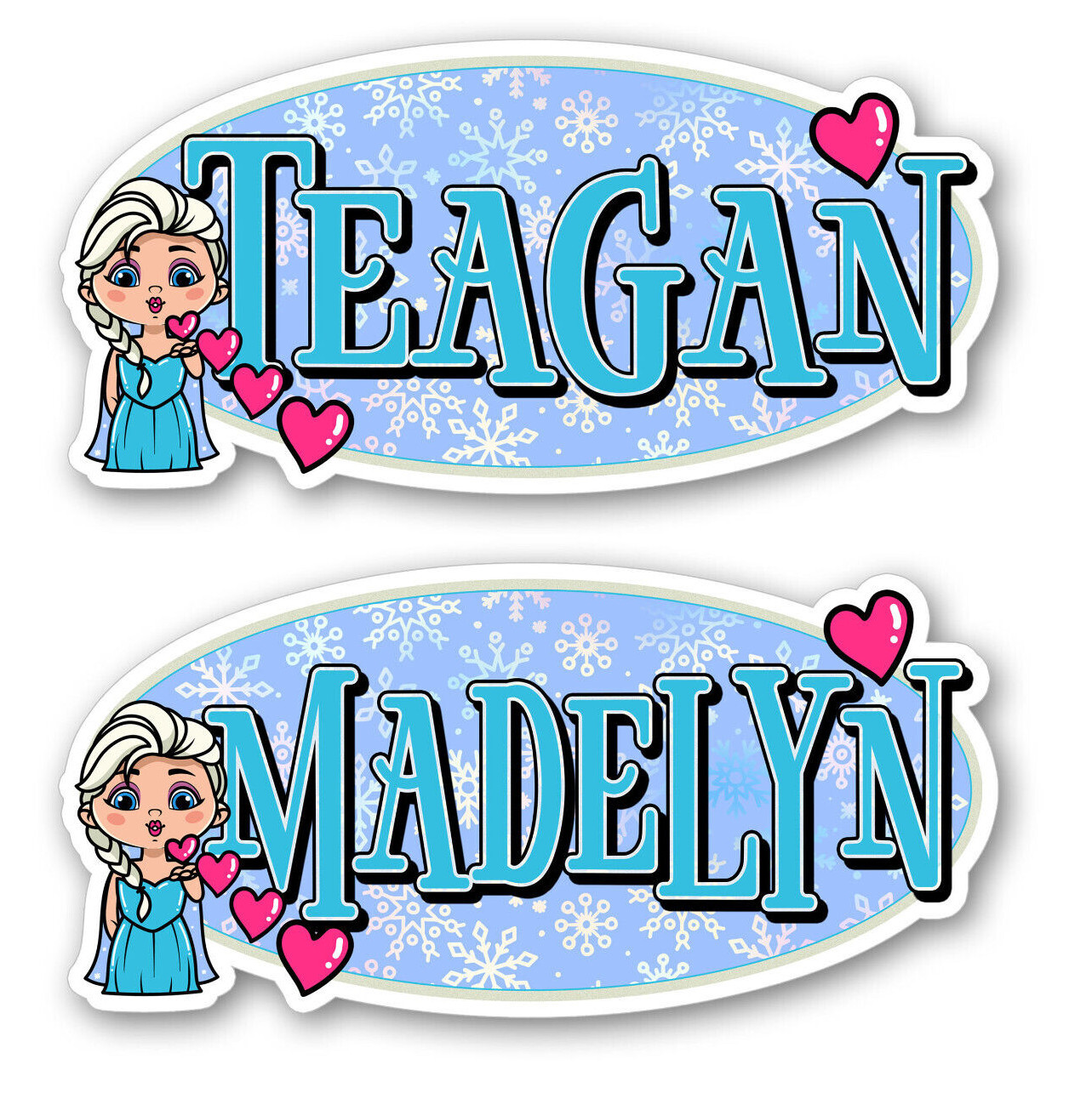 Custom Name Sticker Personalized Vinyl Decal Winter Ice Princess Theme for Girls