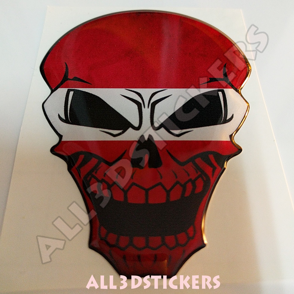 Sticker Flag Latvia Skull Adhesive Decal Resin Domed Car Moto Tablet 3D
