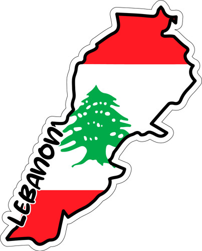 Lebanon Map Flag Sticker Decal