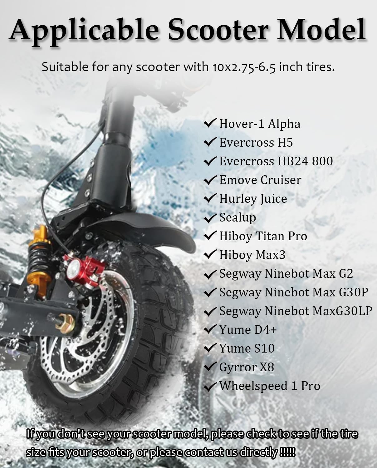 10 Inch 10X2.75-6.5 Off-Road Rubber Outer Tire with Inner Tube Suitable for Spee