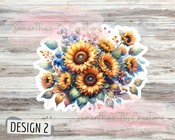 Sunflower Vinyl Stickers 3" For Laptops, Cups, Etc. Indoor, Water Resistant