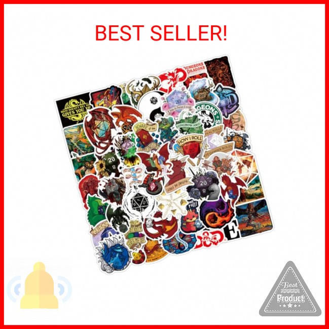 50Pcs Game Dungeons & Dragons D&D Waterproof Stickers for Water Bottle Cup Lapto