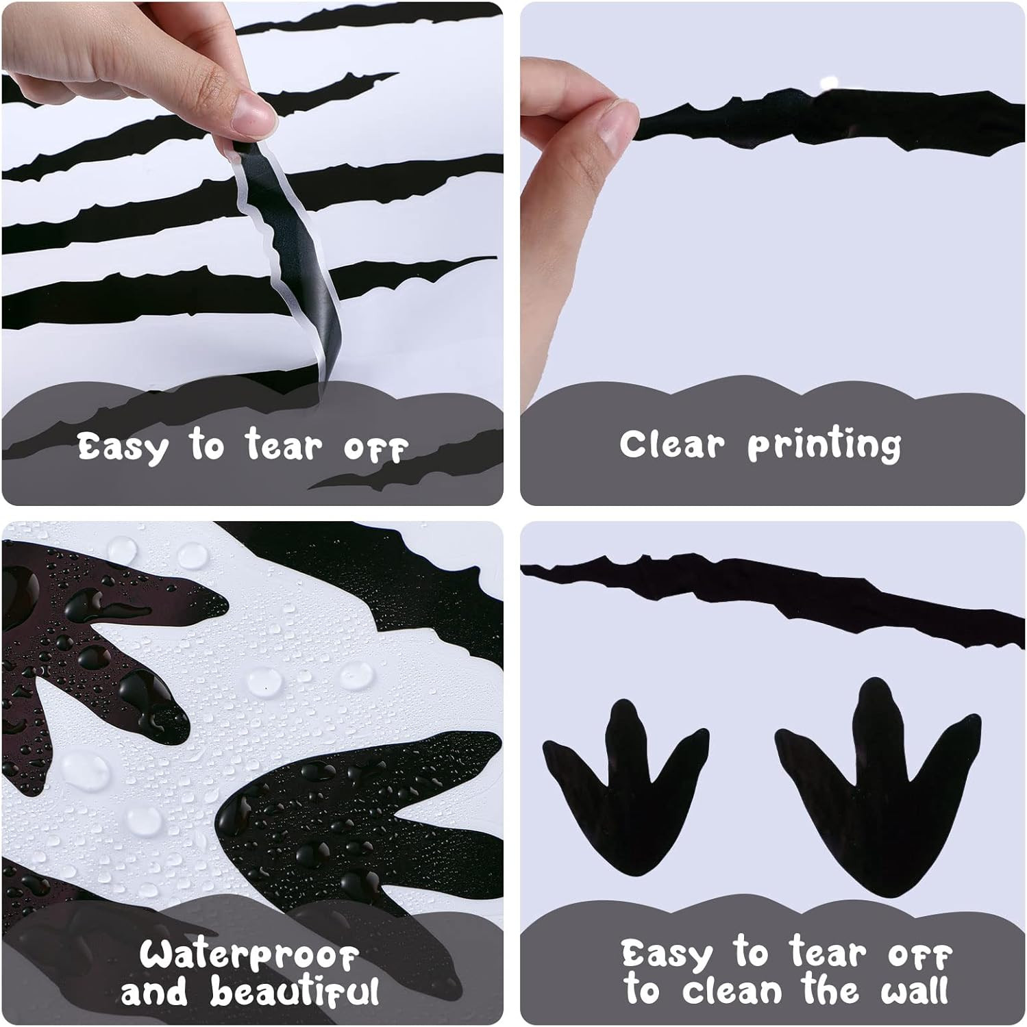 78 Pcs Dinosaur Footprints Floor Decals Black Ripped Scratches Vinyl Sticker Rem