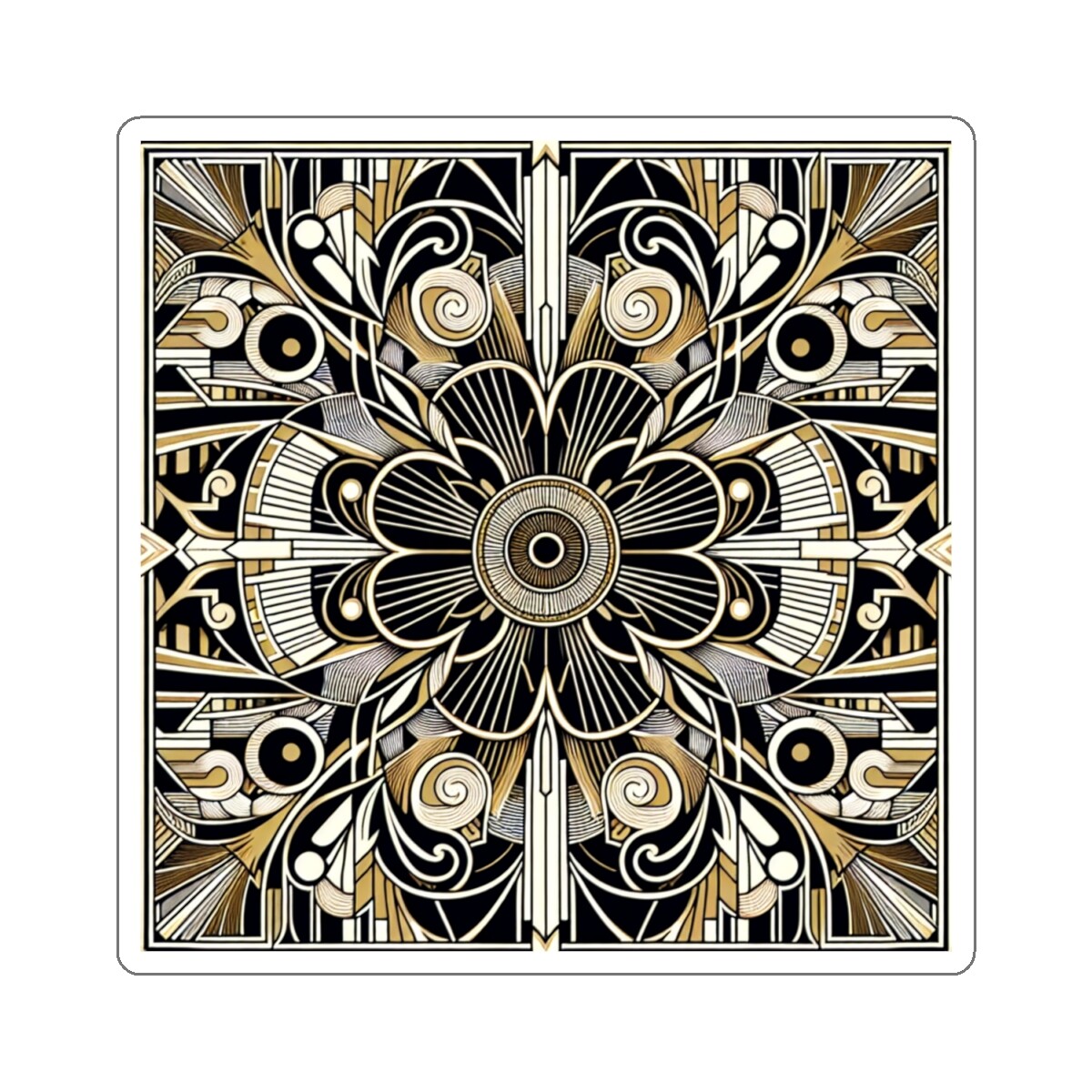 Sticker Art Deco Geometric Gold Swirls Pattern Print 2×2" 3×3" 4×4" 6×6" Cute