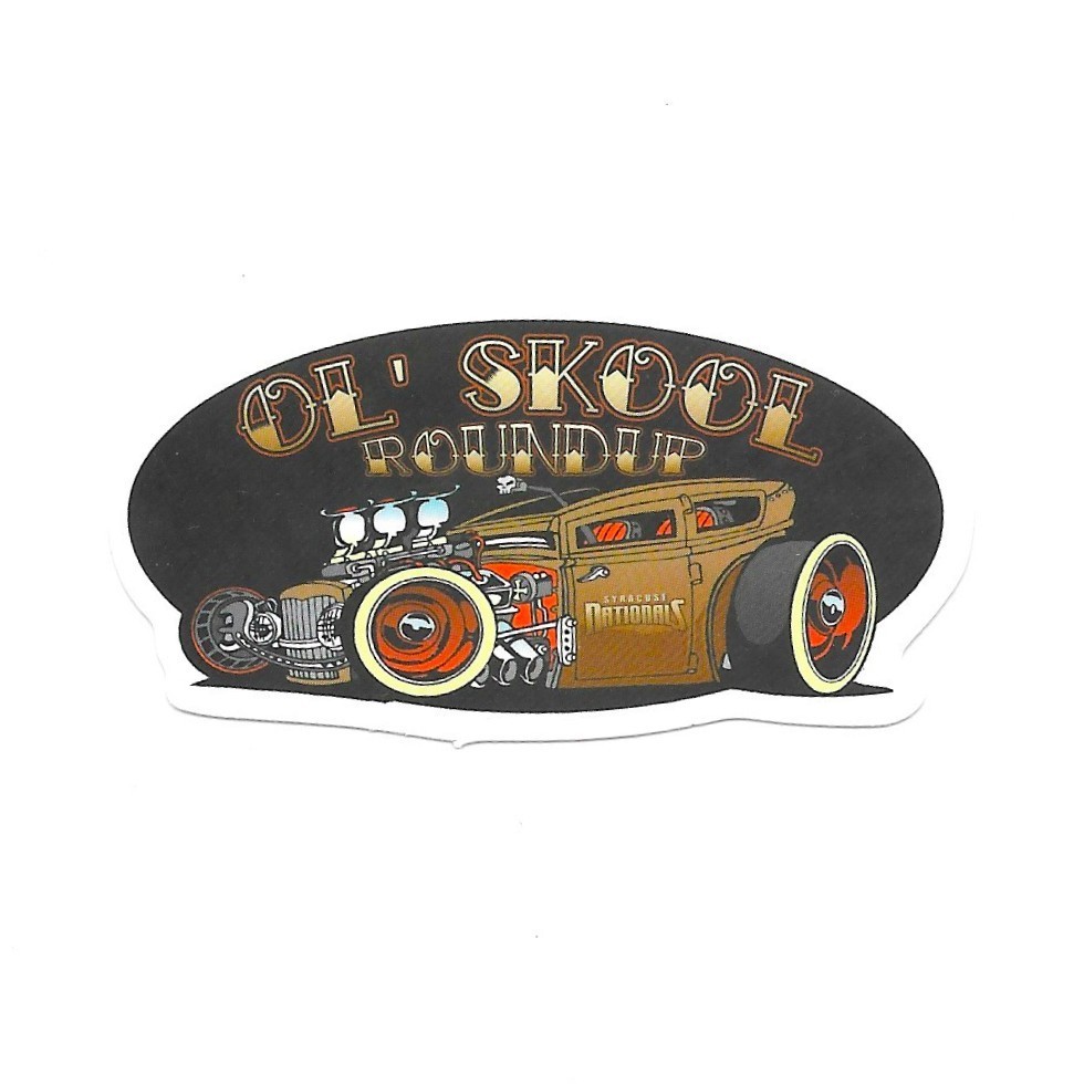Ol Skool Roundup Vinyl Sticker Rat Rod Decal Retro Custom Hot Rod Garage Art