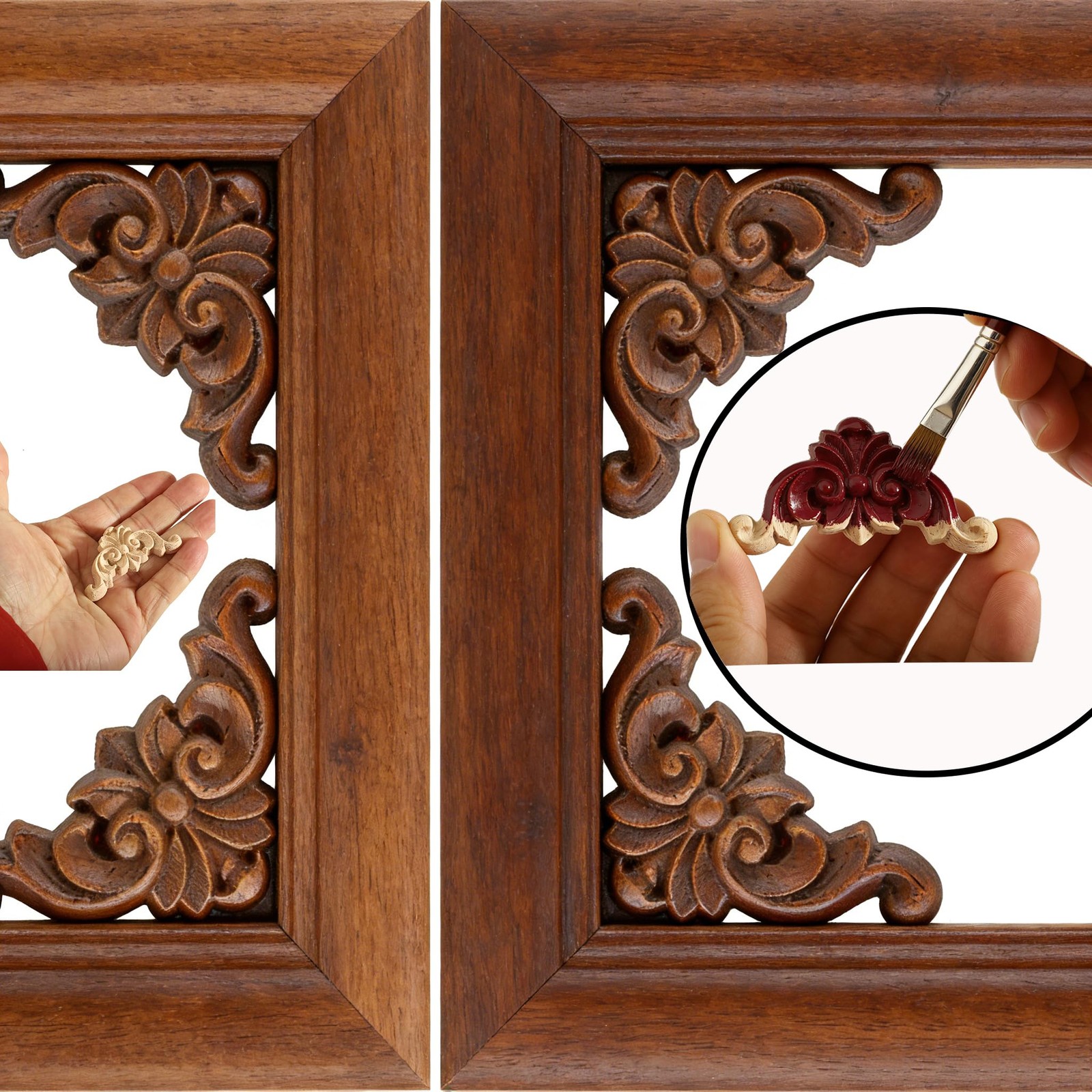 16 Pcs Wood Appliques and Onlays for Furniture Decorative Wooden DIY Wood Car…