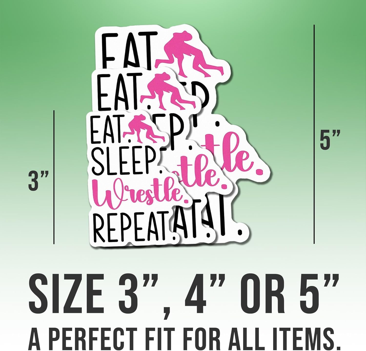 Wrestling Girl Sticker, Eat Sleep Wrestle Repeat, Cool Wrestler Decal Size 3"