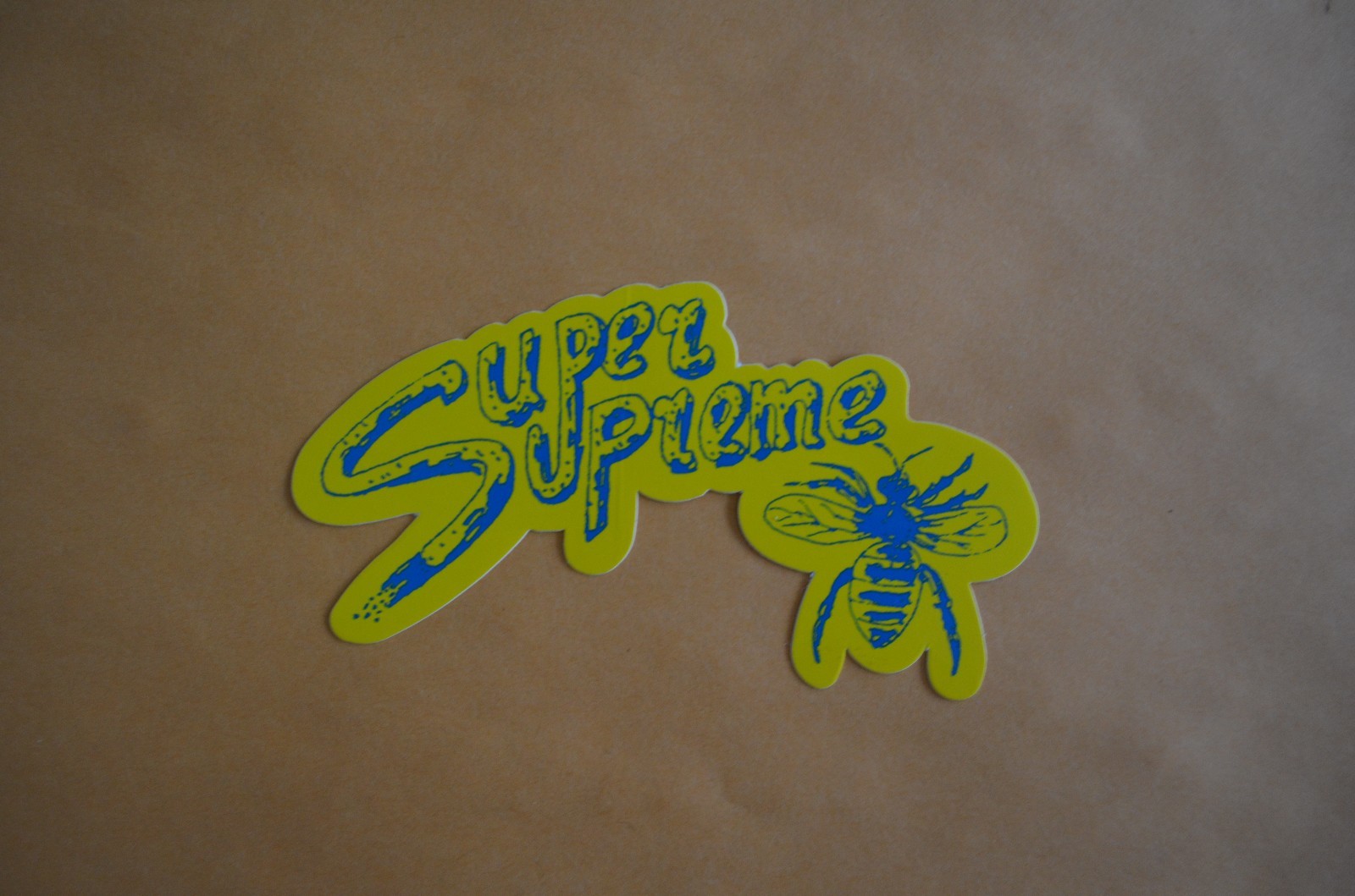 SUPREME Limonious Super Supreme Bee Sticker Yellow Blue Black Red box logo