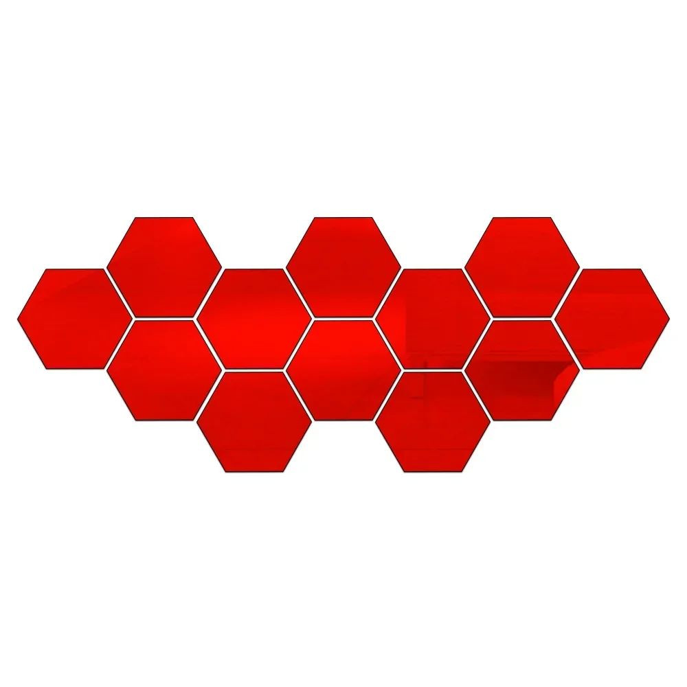 12pcs Hexagon Acrylic 3D Mirror Wall Sticker Home Decor Self-adhesive Mirror